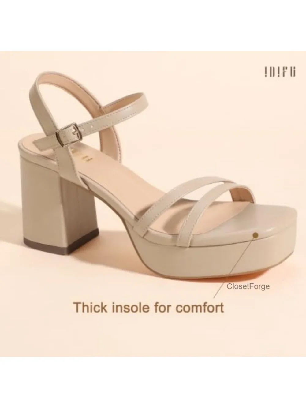 IDIFU Platform Chunky Block Strappy Heels Sandals